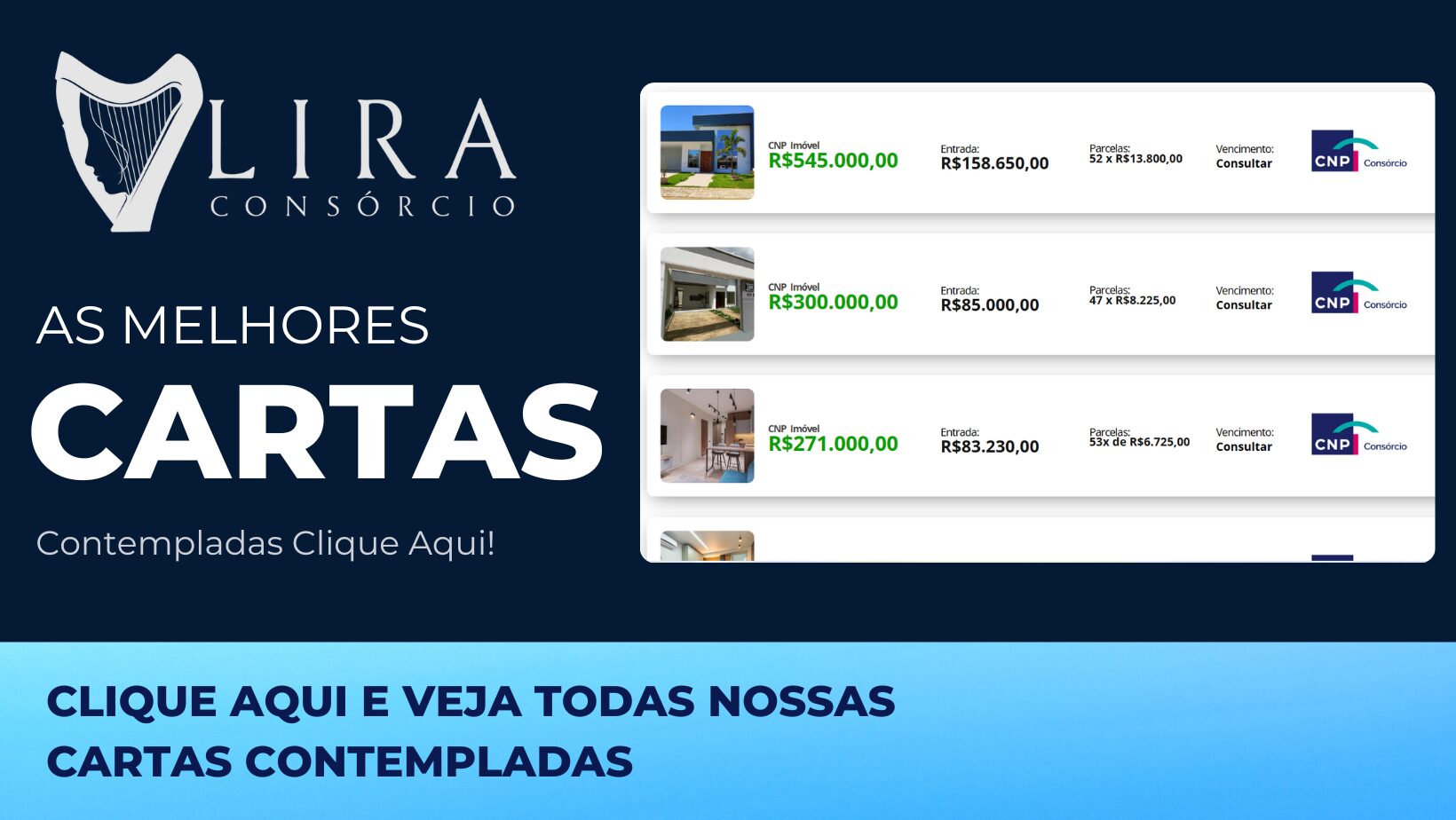 Cartas de Consórcio contemplada pela Lira Consórcio